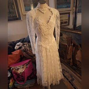 JESSICA MC CLINTOCK 80S VINTAGE WEDDING OR COSTUME DRESS GOWN VICTORIAN SZ 6 8